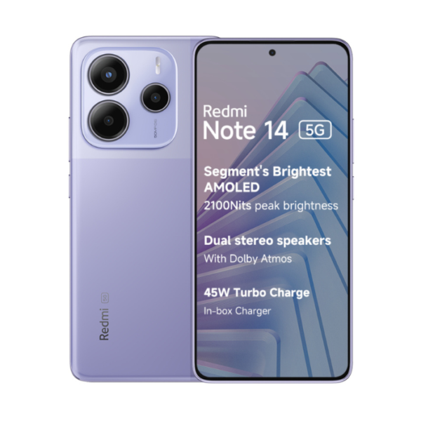 Buy Xiaomi Redmi Note 14 5G 256GB/8GB RAM Lavender Purple Online in Canada.